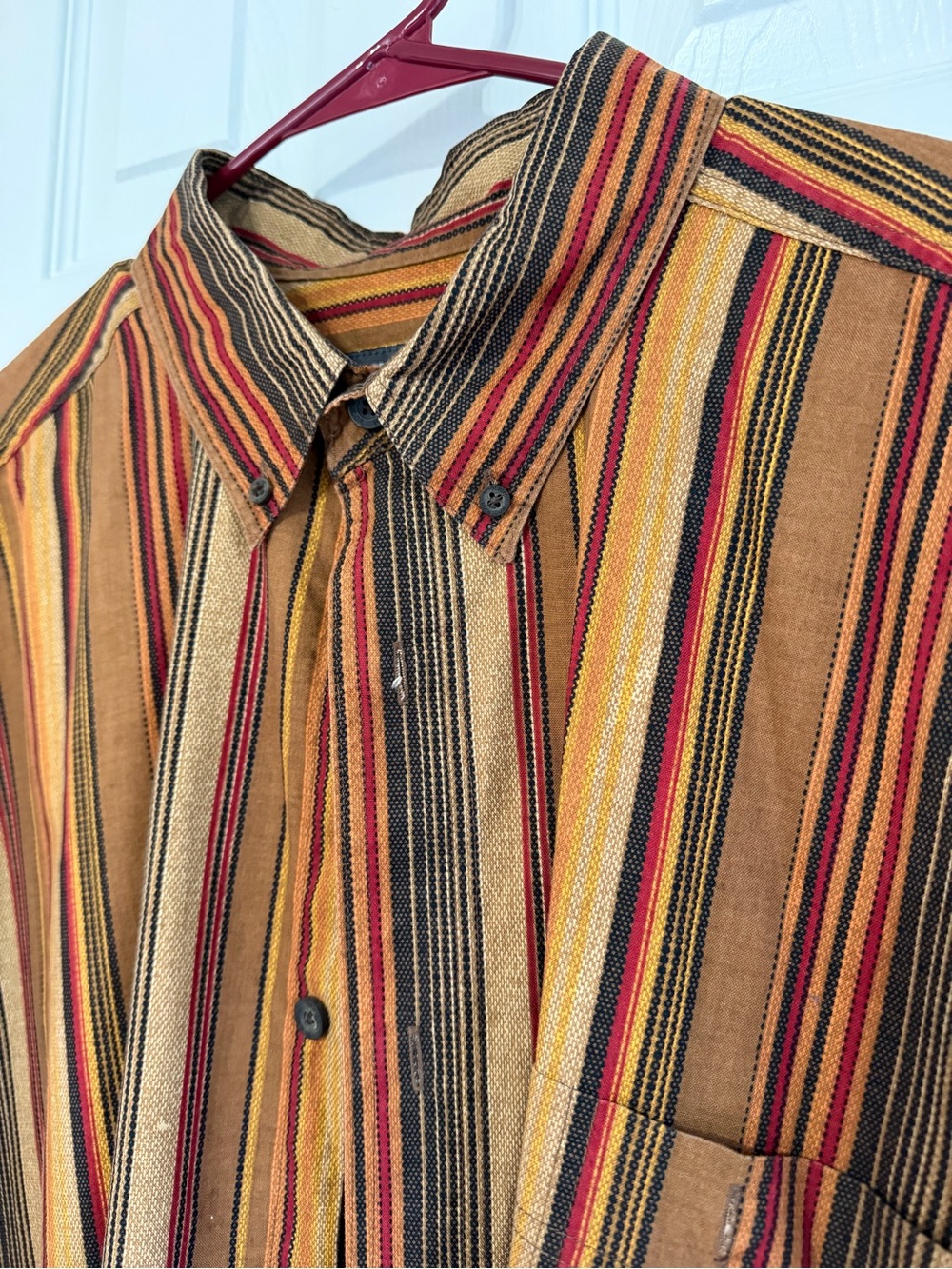 Woolrich Men’s 2XL Brown Southwest Stripe Button Front Shirt Outdoor Hiking - Picture 2 of 6